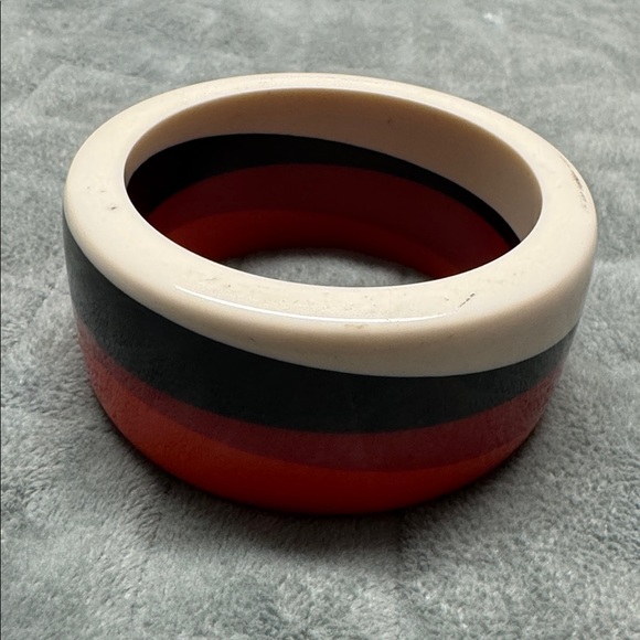 Vintage Plastic Bangle Bracelet, Multicolor, Striped, Abstract, Retro, Boho - Picture 2 of 11